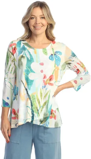 Jess & Jane Lemonade Burnout Sublimation Mesh Contrast Tunic