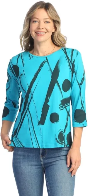 Jess & Jane Teal Bimba Cotton Tee Shirt Top