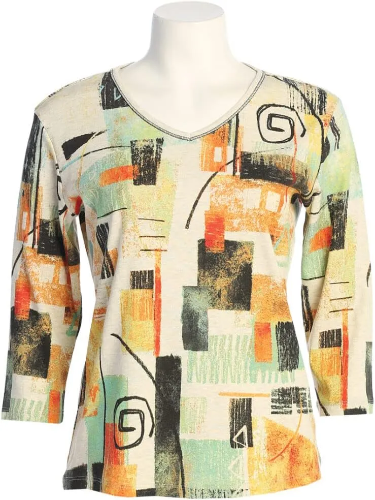 Jess & Jane Women's Agalam Cotton Tee Shirt Top, Oatmeal