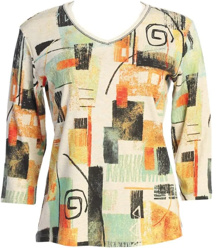 Jess & Jane Women's Agalam Cotton Tee Shirt Top, Oatmeal