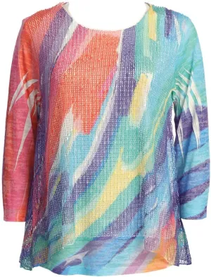 Jess & Jane Women's Catalina Boucle Mesh Tunic Top