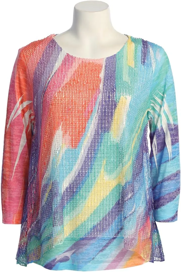 Jess & Jane Women's Catalina Boucle Mesh Tunic Top