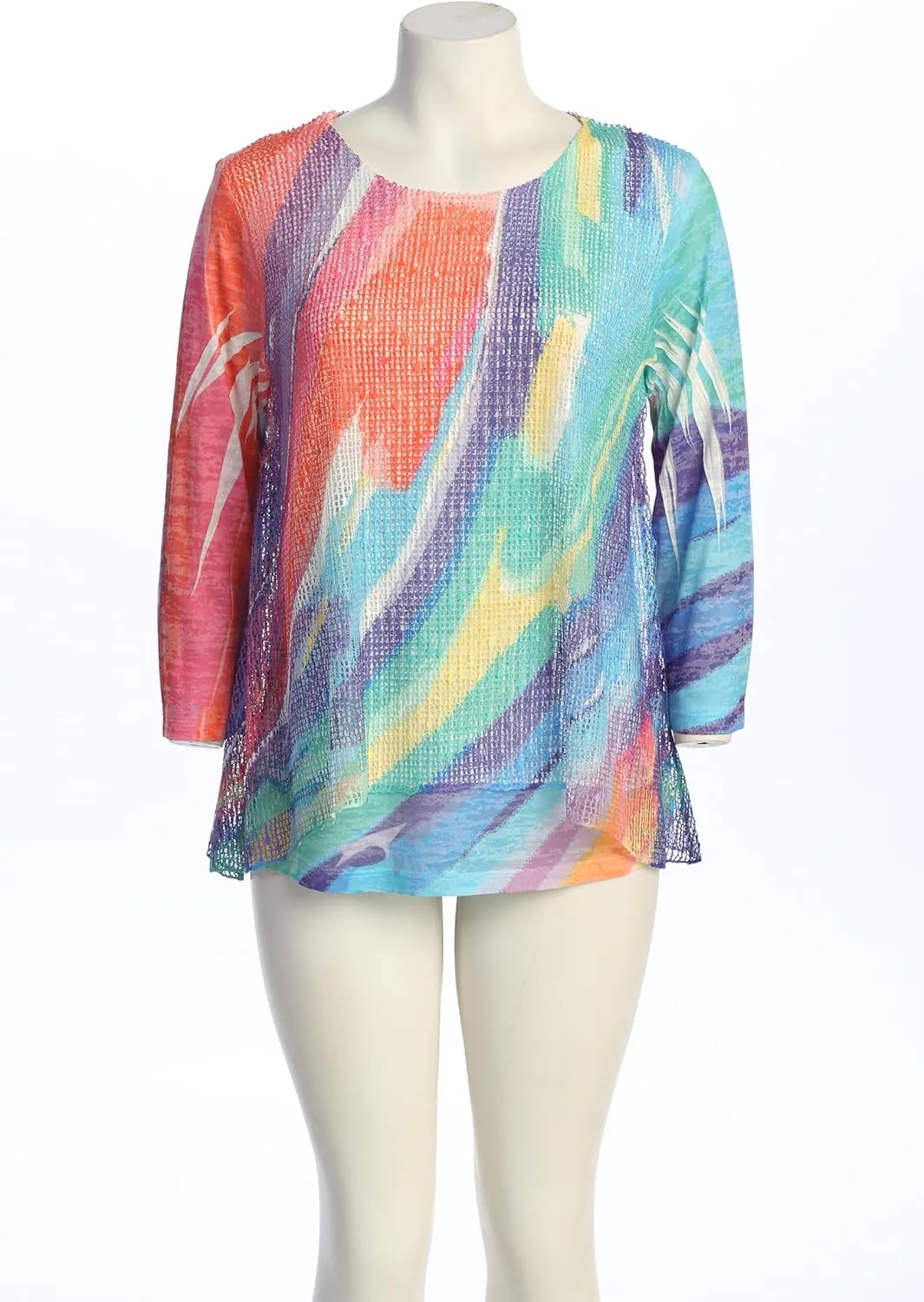 Jess & Jane Women's Catalina Boucle Mesh Tunic Top