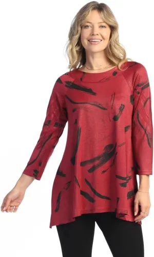 Jess & Jane Women's Ripples Raglan A-line Slinky Knit Tunic Top