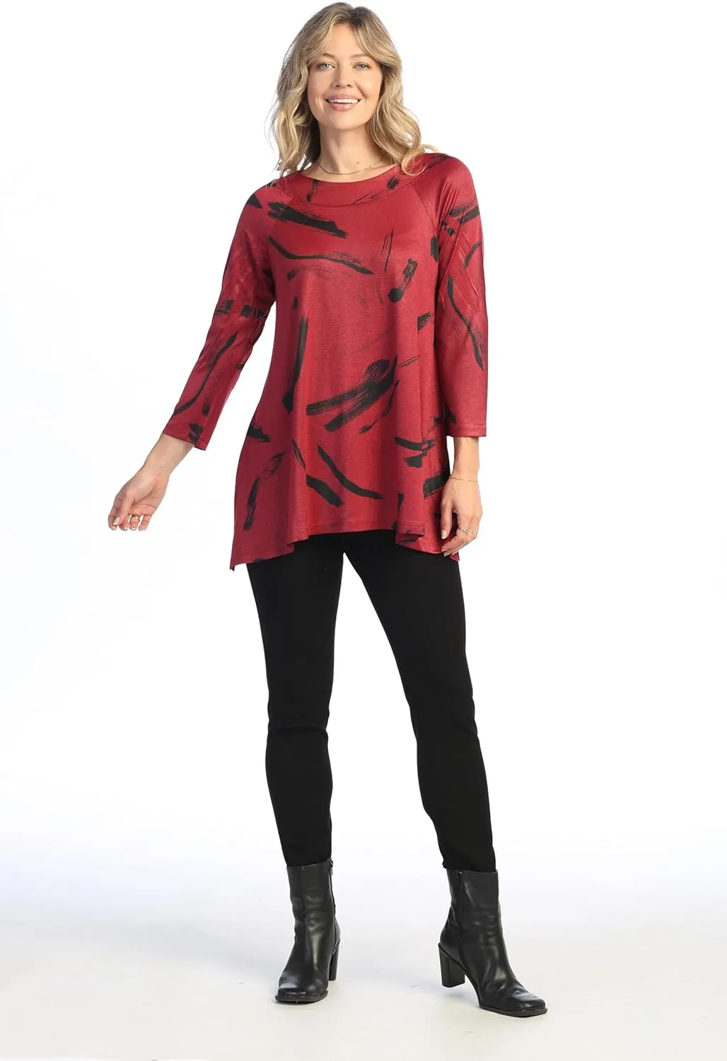 Jess & Jane Women's Ripples Raglan A-line Slinky Knit Tunic Top
