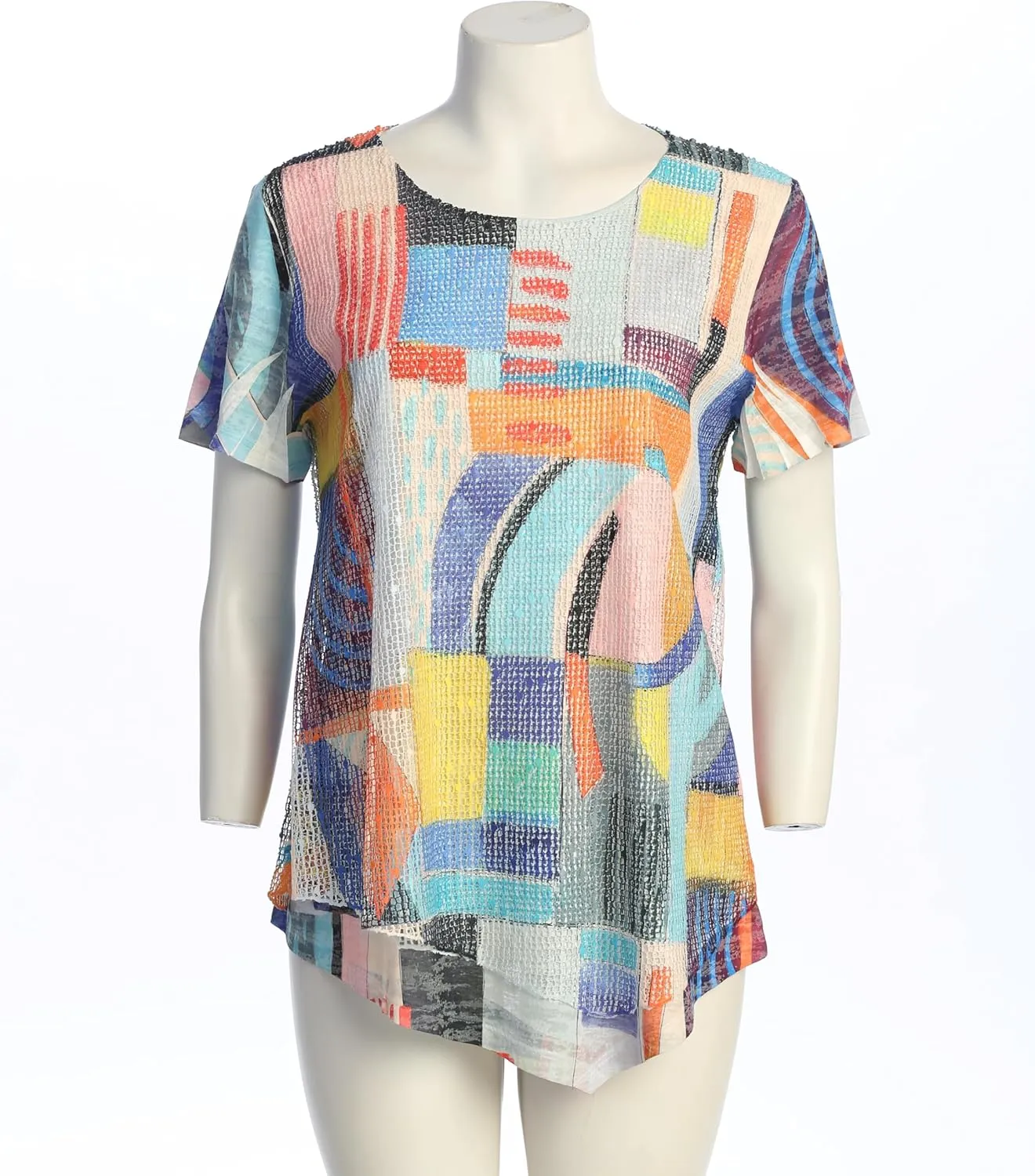 Jess & Jane Women's Santiago Boucle Mesh Asymmetric Top