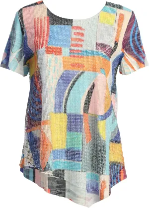 Jess & Jane Women's Santiago Boucle Mesh Asymmetric Top