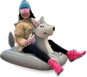 Jet Creations Husky Inflatable Snow Grass Sled Pool Float for Kids and Adults, 38 inch Long 2 Handles, Summer Winter Outdoor Sports Family Fun. Weight 200 lbs, 1 pc