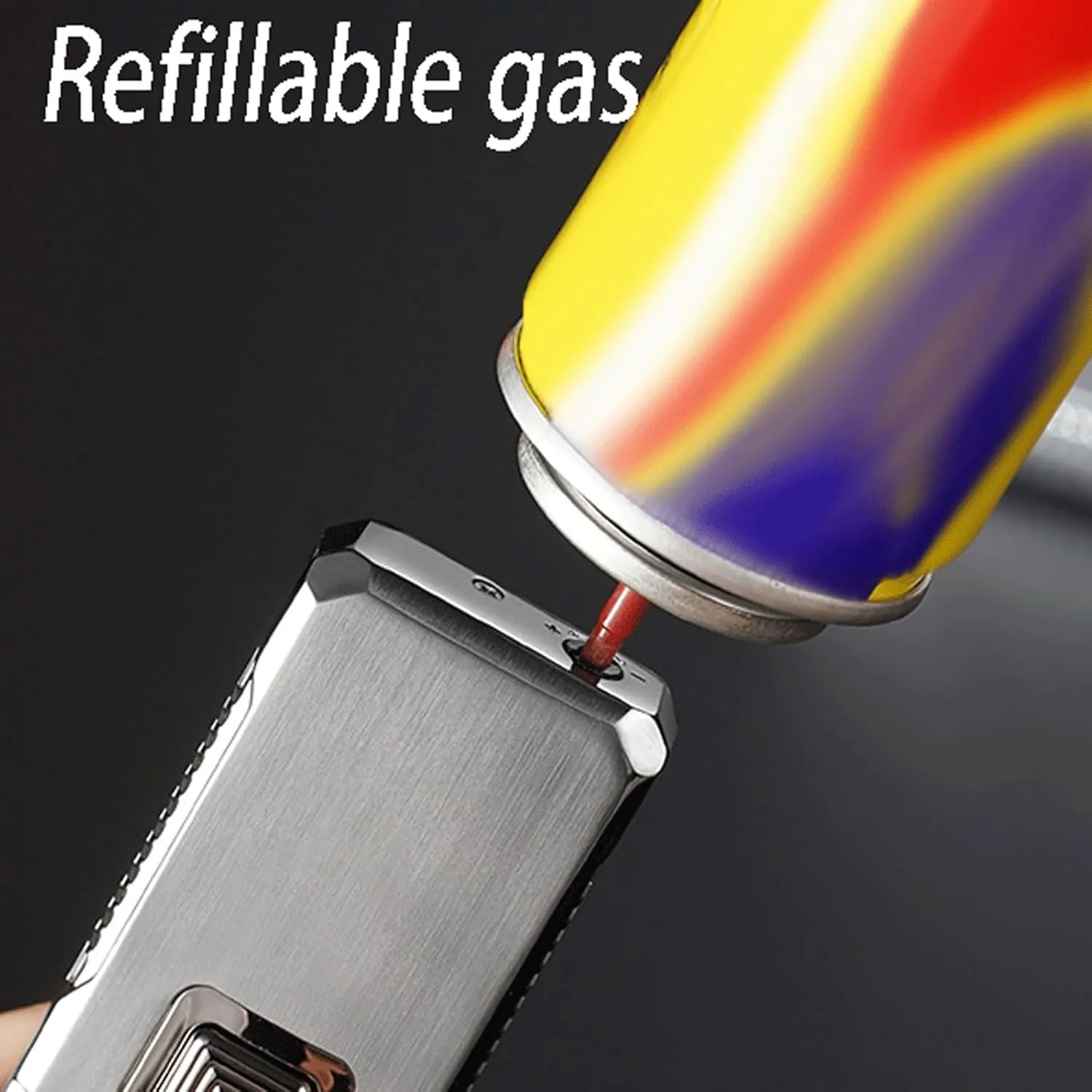 Jet Torch Lighter Dual Flame Soft Fire Straight Flame Lighter Butane Fuel Refillable Adjustable Flame Size Suitable for Outdoor Men Gift (Gas Not Included)(Gold)