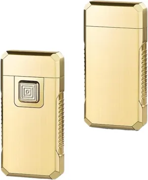 Jet Torch Lighter Dual Flame Soft Fire Straight Flame Lighter Butane Fuel Refillable Adjustable Flame Size Suitable for Outdoor Men Gift (Gas Not Included)(Gold)