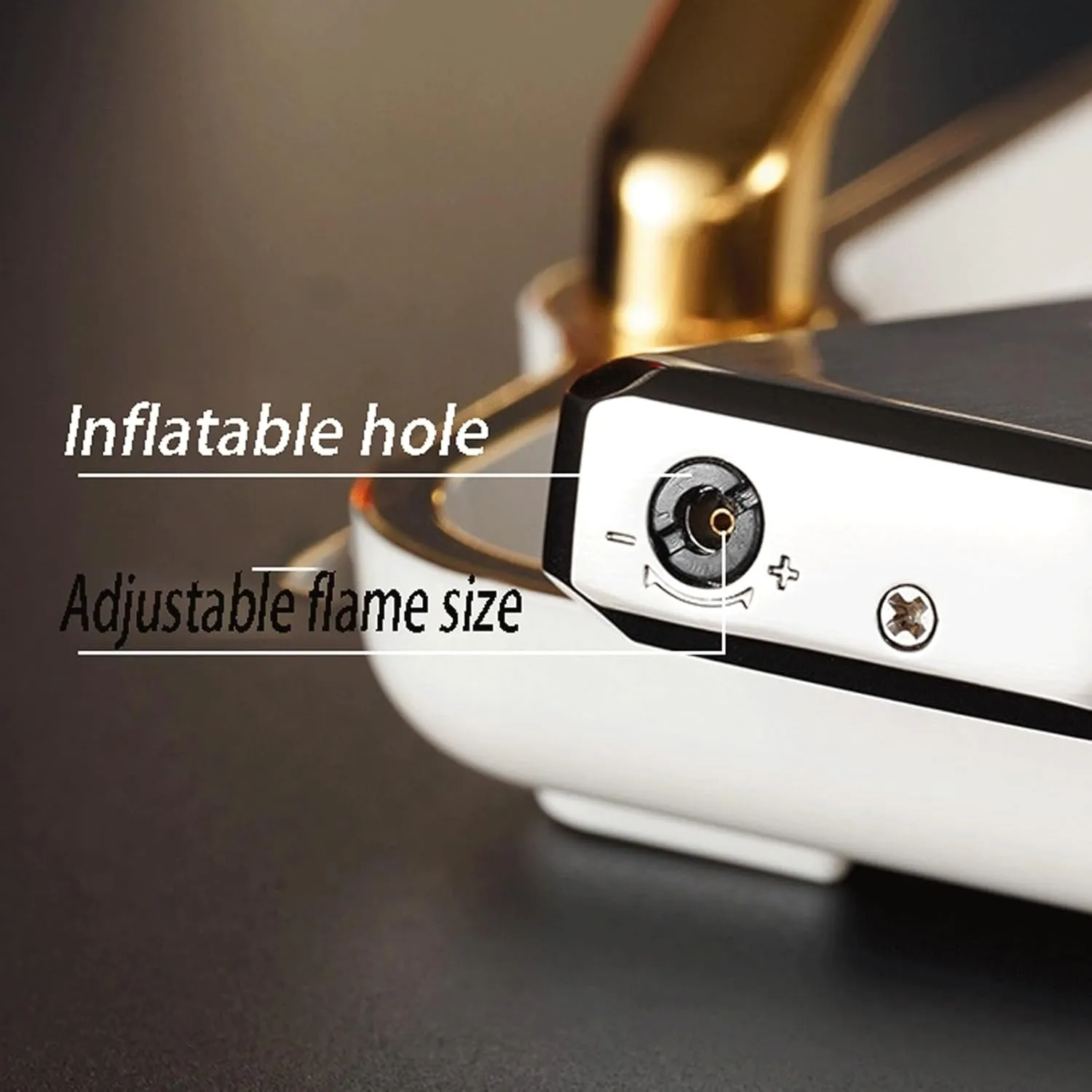 Jet Torch Lighter Dual Flame Soft Fire Straight Flame Lighter Butane Fuel Refillable Adjustable Flame Size Suitable for Outdoor Men Gift (Gas Not Included)(Gold)