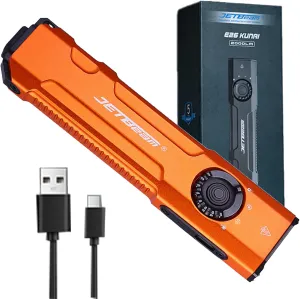 JETBeam E26 2000 Lumens EDC Flat Flashlight,Rechargeable Compact Pocket Light Combines White Light,1300 mW UV Flashlight,and Green Beam,Triple Light Sources Perfect for Checking,Working(with Battery)