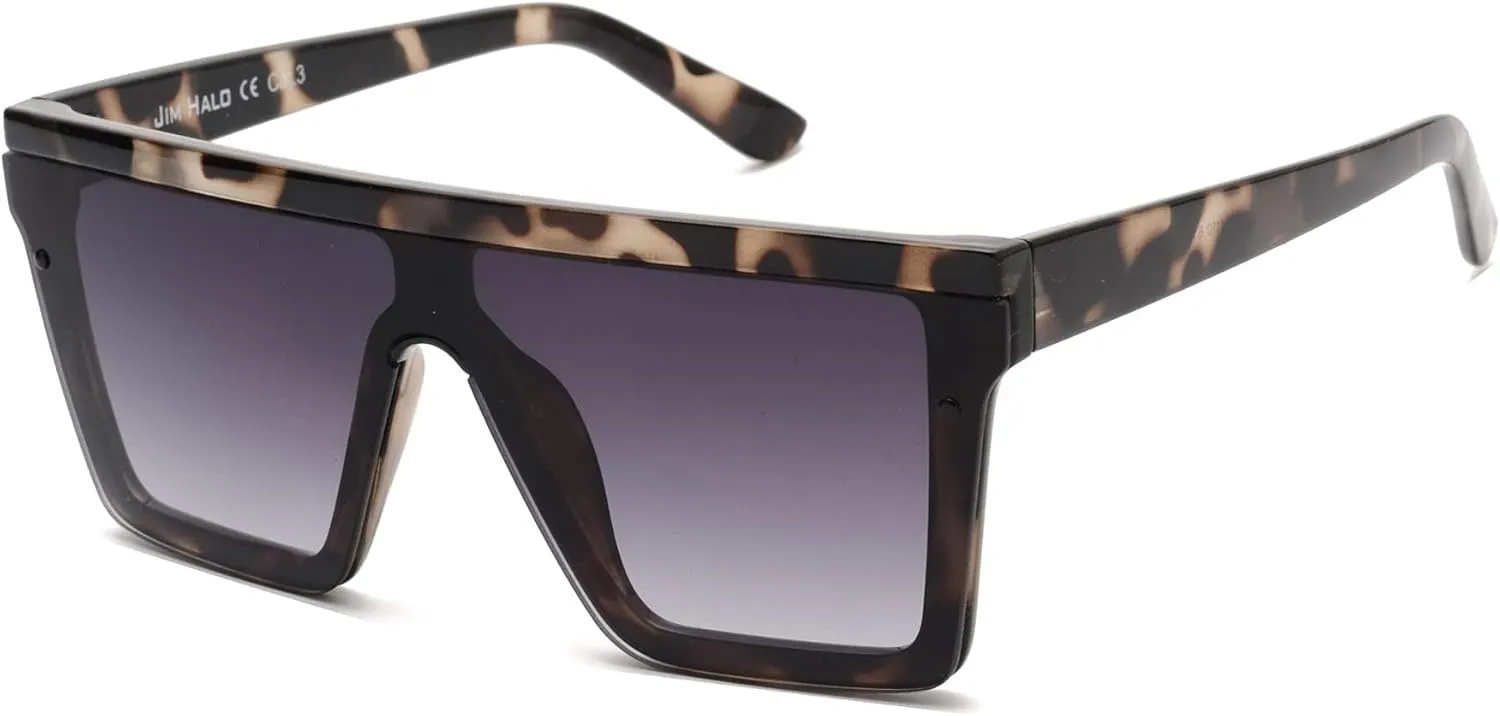 JIM HALO Flat Top Shield Sunglasses Square Mirror Rimless Glasses for Women Men