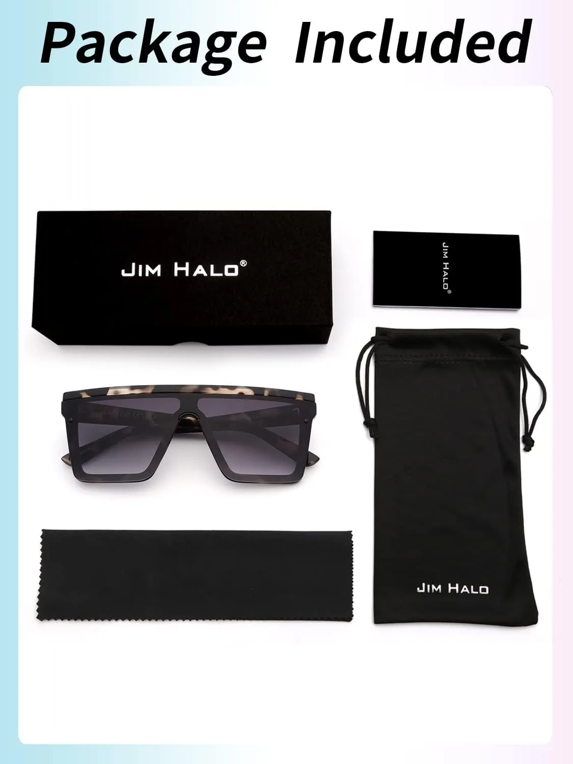 JIM HALO Flat Top Shield Sunglasses Square Mirror Rimless Glasses for Women Men