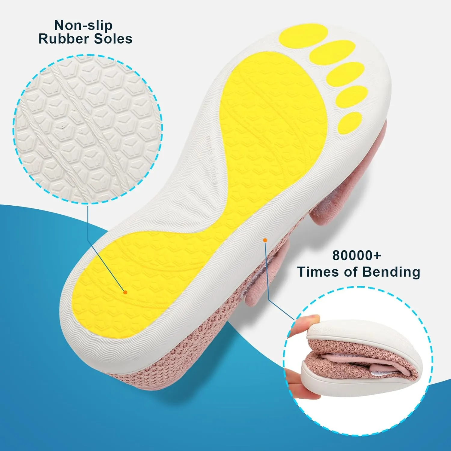 JOINFREE Womens Barefoot Walking Shoes Wide Diabetic Shoes Adjustable Mary Jane Shoes Flats Arthritis Edema Casual Shoes Breathable Slip on Sneakers Indoor Outdoor