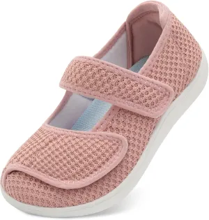 JOINFREE Womens Barefoot Walking Shoes Wide Diabetic Shoes Adjustable Mary Jane Shoes Flats Arthritis Edema Casual Shoes Breathable Slip on Sneakers Indoor Outdoor