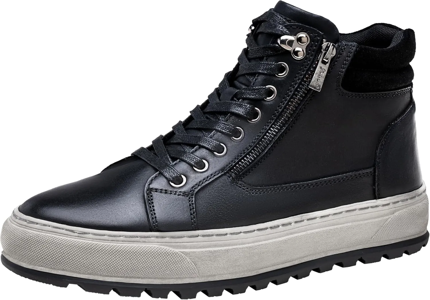 Jousen Mens Casual Shoes Leather High Top Fashion Sneakers for Men