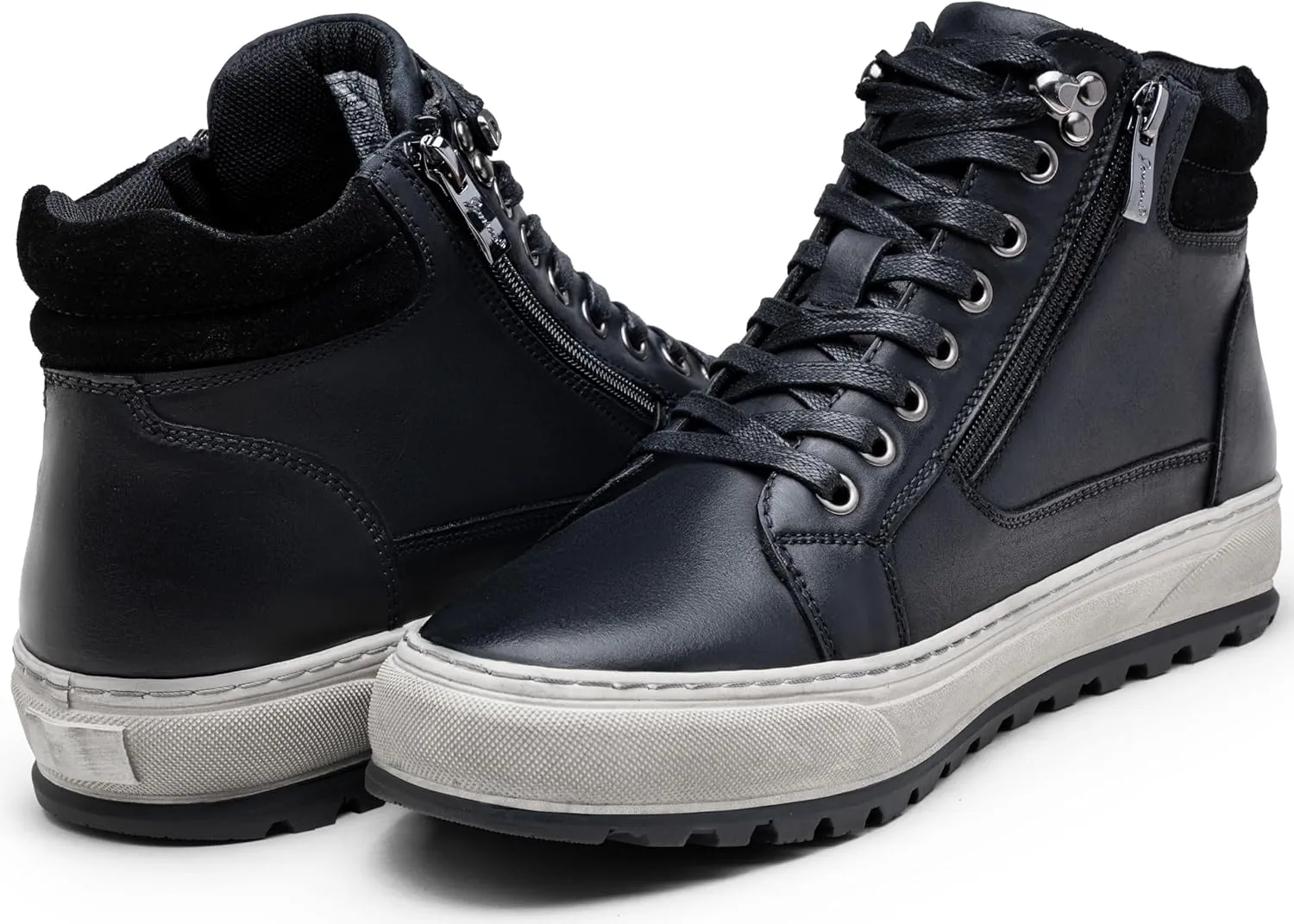 Jousen Mens Casual Shoes Leather High Top Fashion Sneakers for Men