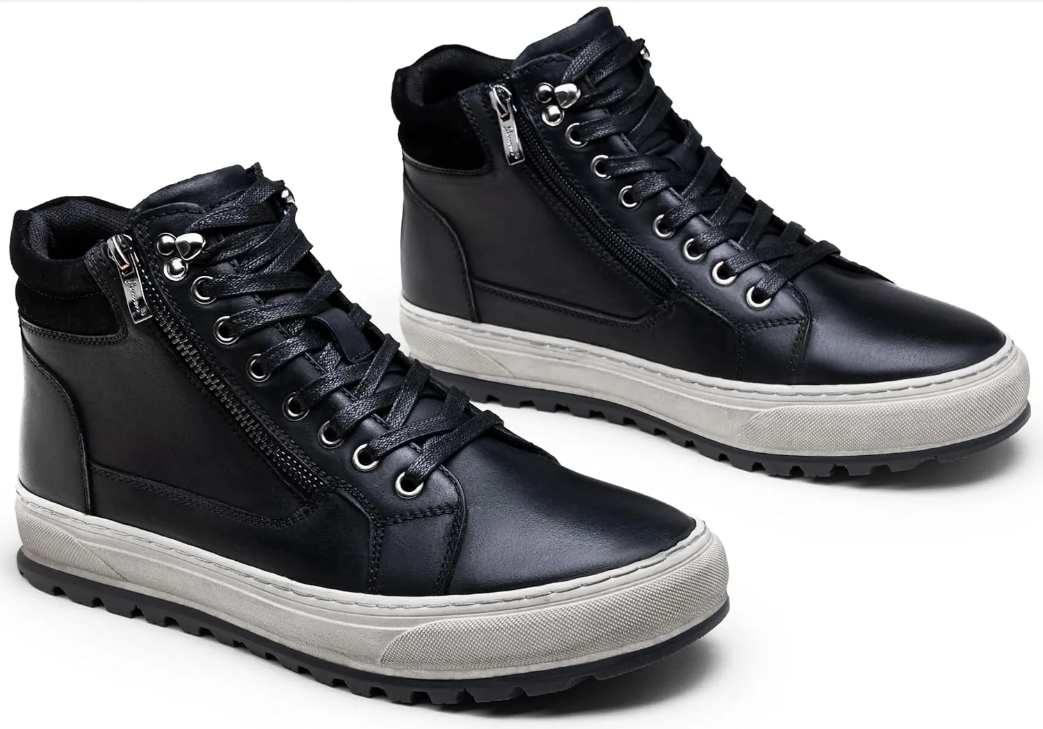 Jousen Mens Casual Shoes Leather High Top Fashion Sneakers for Men