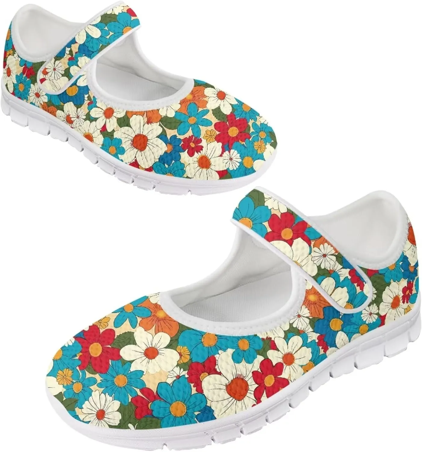 JoyLamoria Aztec Running Horse Walking Shoes Stylish Strap Mary Jane Shoes Adjustable Barefoot Shoes Womens US 4-9