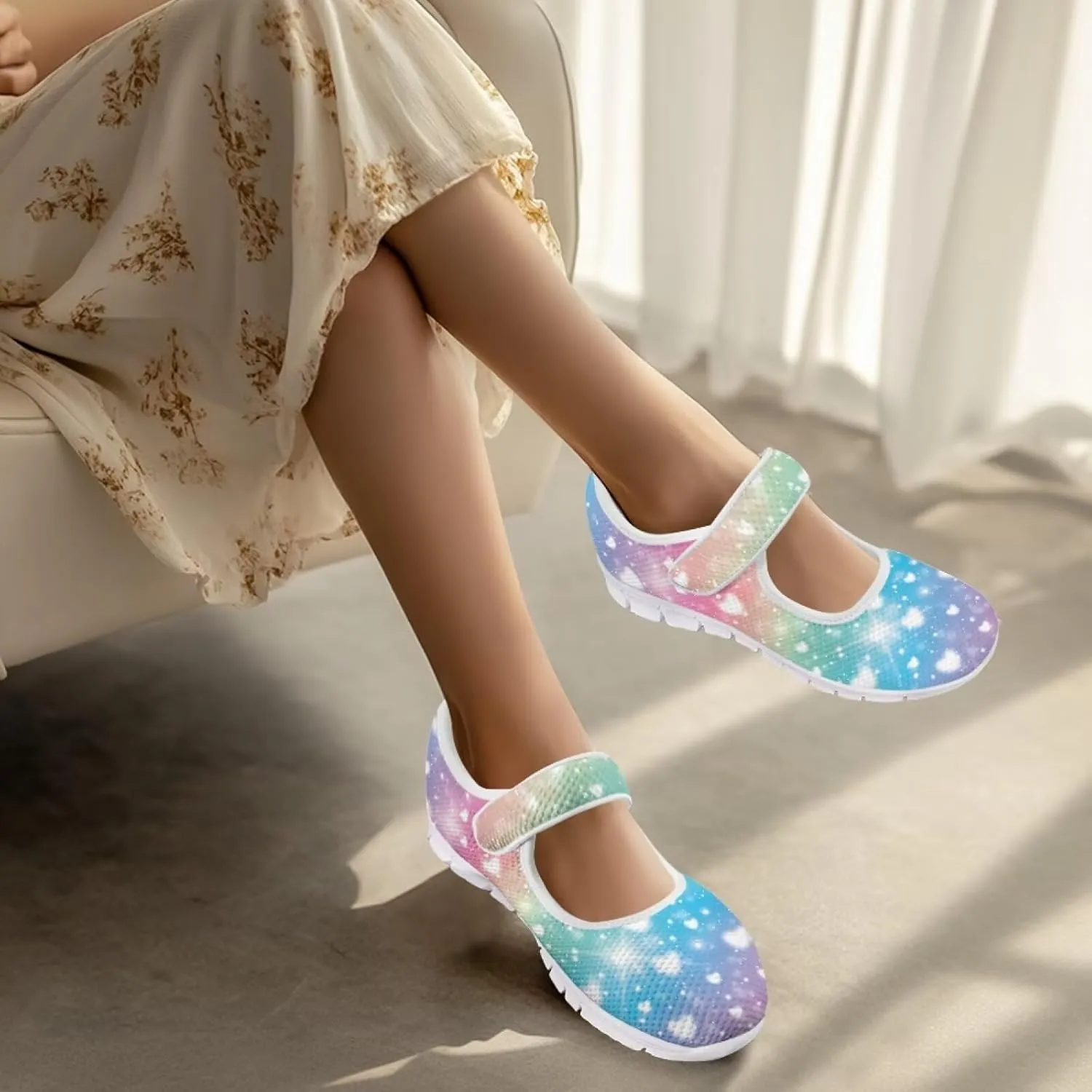 JoyLamoria Aztec Running Horse Walking Shoes Stylish Strap Mary Jane Shoes Adjustable Barefoot Shoes Womens US 4-9