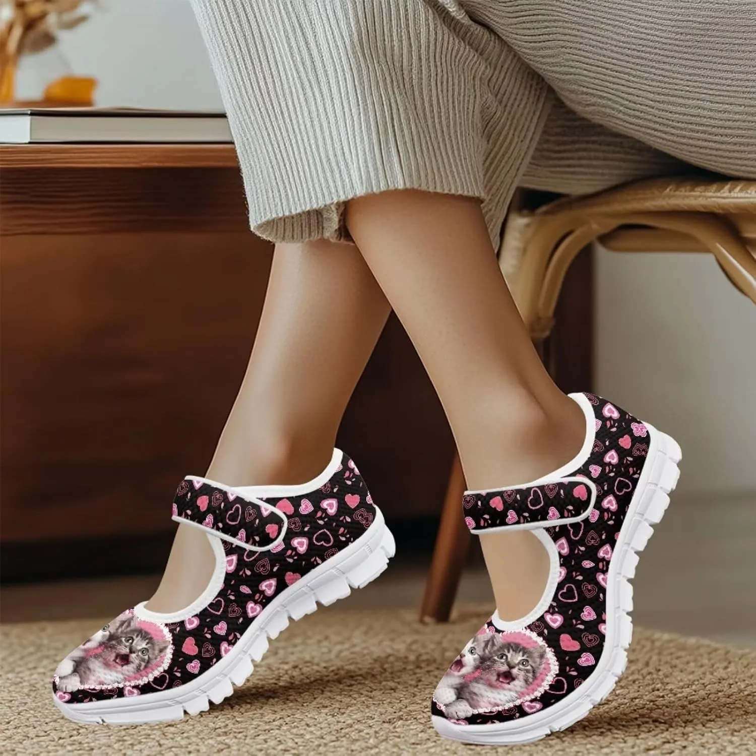 JoyLamoria Aztec Running Horse Walking Shoes Stylish Strap Mary Jane Shoes Adjustable Barefoot Shoes Womens US 4-9