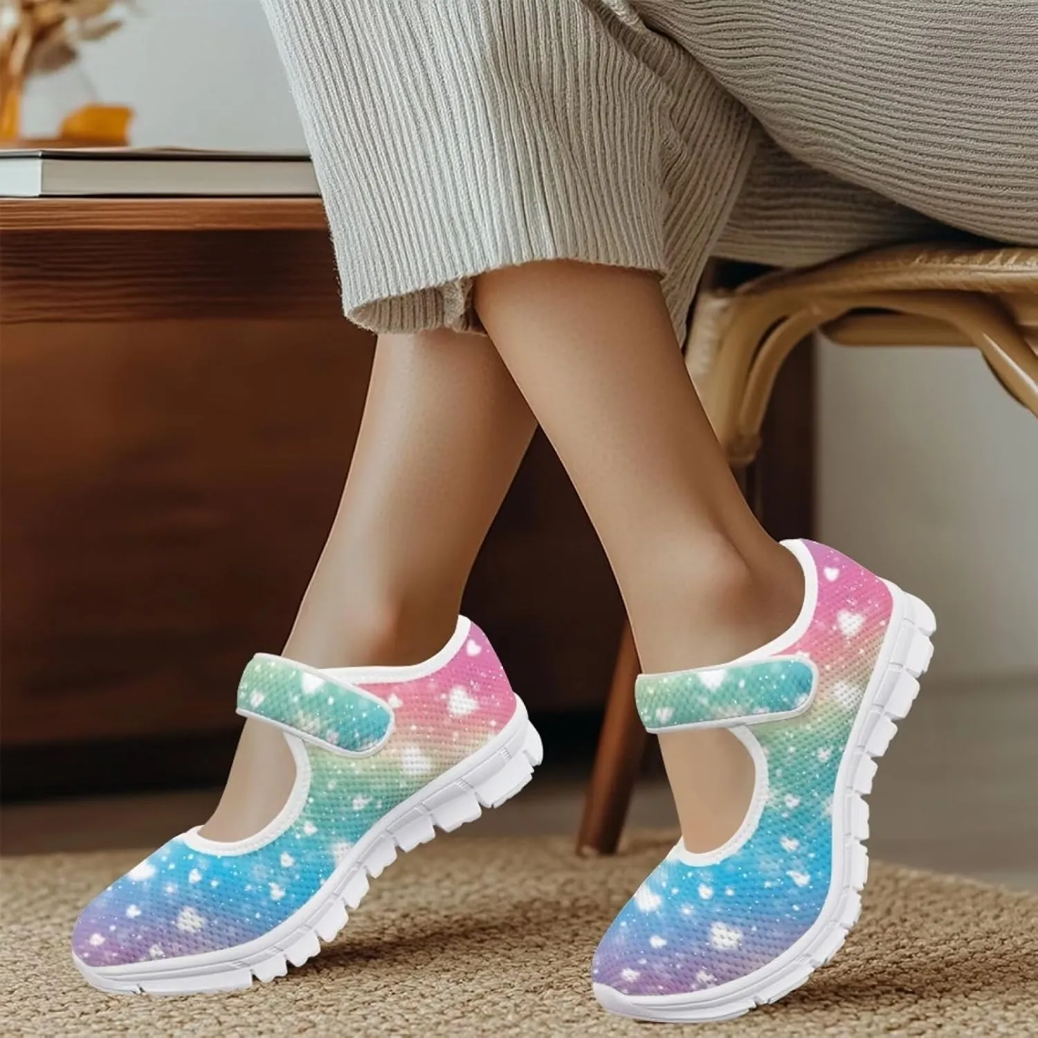 JoyLamoria Aztec Running Horse Walking Shoes Stylish Strap Mary Jane Shoes Adjustable Barefoot Shoes Womens US 4-9