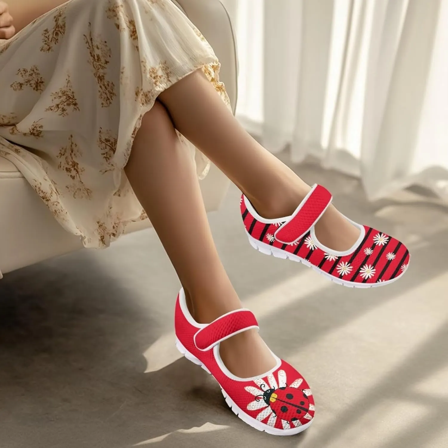 JoyLamoria Aztec Running Horse Walking Shoes Stylish Strap Mary Jane Shoes Adjustable Barefoot Shoes Womens US 4-9