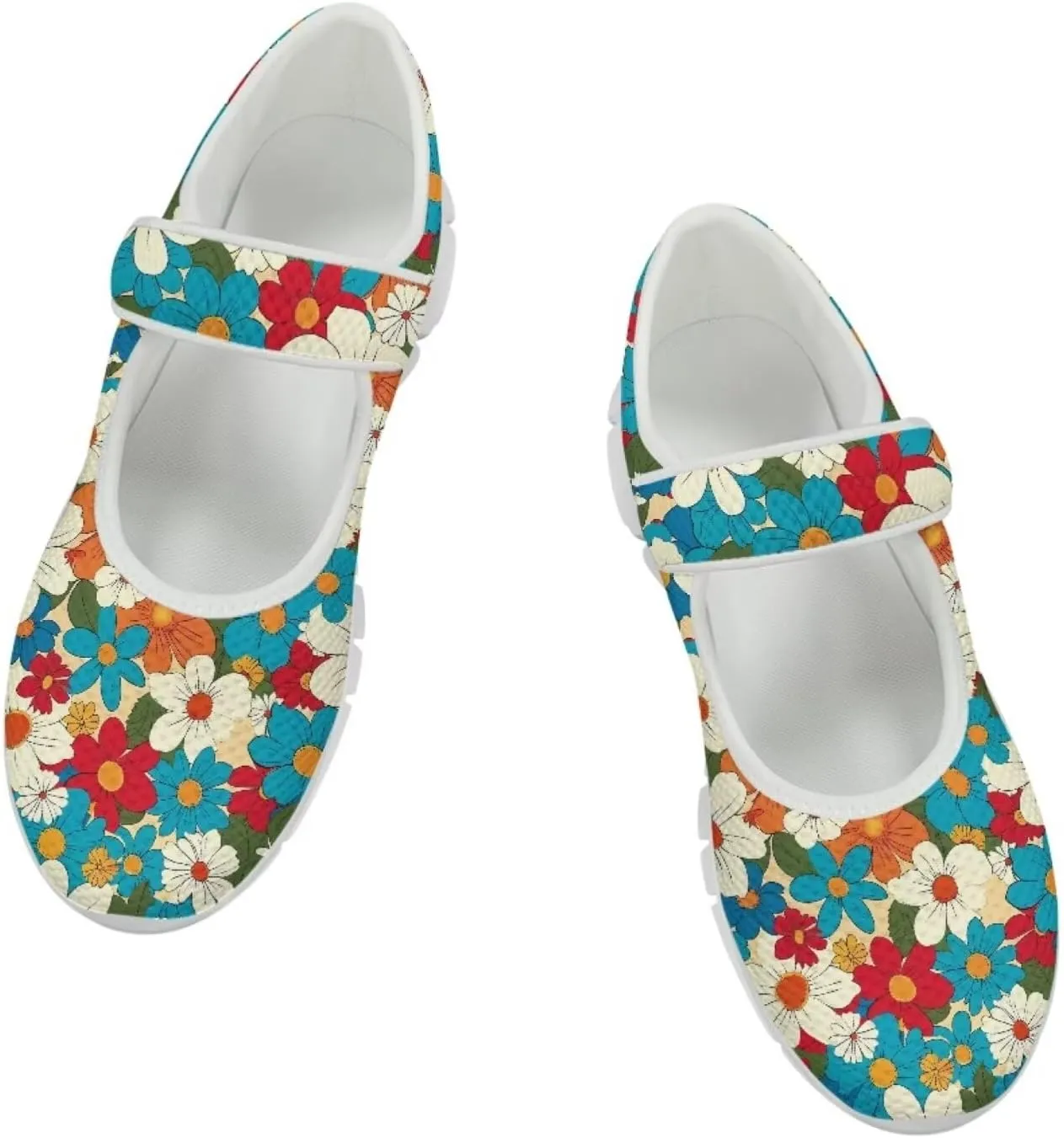 JoyLamoria Aztec Running Horse Walking Shoes Stylish Strap Mary Jane Shoes Adjustable Barefoot Shoes Womens US 4-9