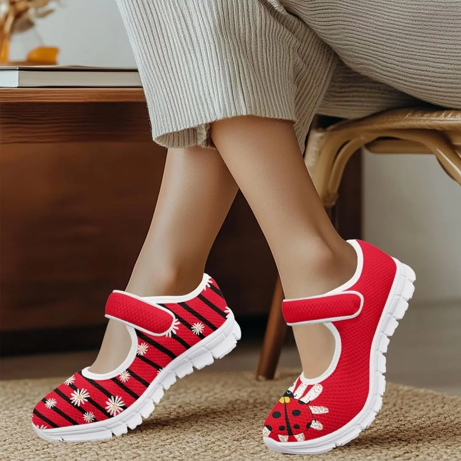 JoyLamoria Aztec Running Horse Walking Shoes Stylish Strap Mary Jane Shoes Adjustable Barefoot Shoes Womens US 4-9