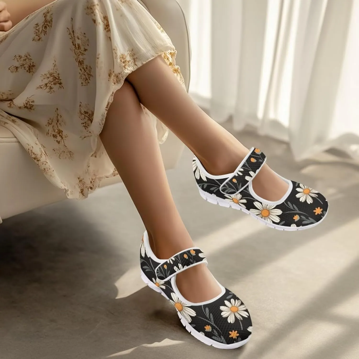 JoyLamoria Dragonfly Butterfly Walking Shoes Comfort Diabetic Shoes Wide Elderly Shoes Platform,US 4-9