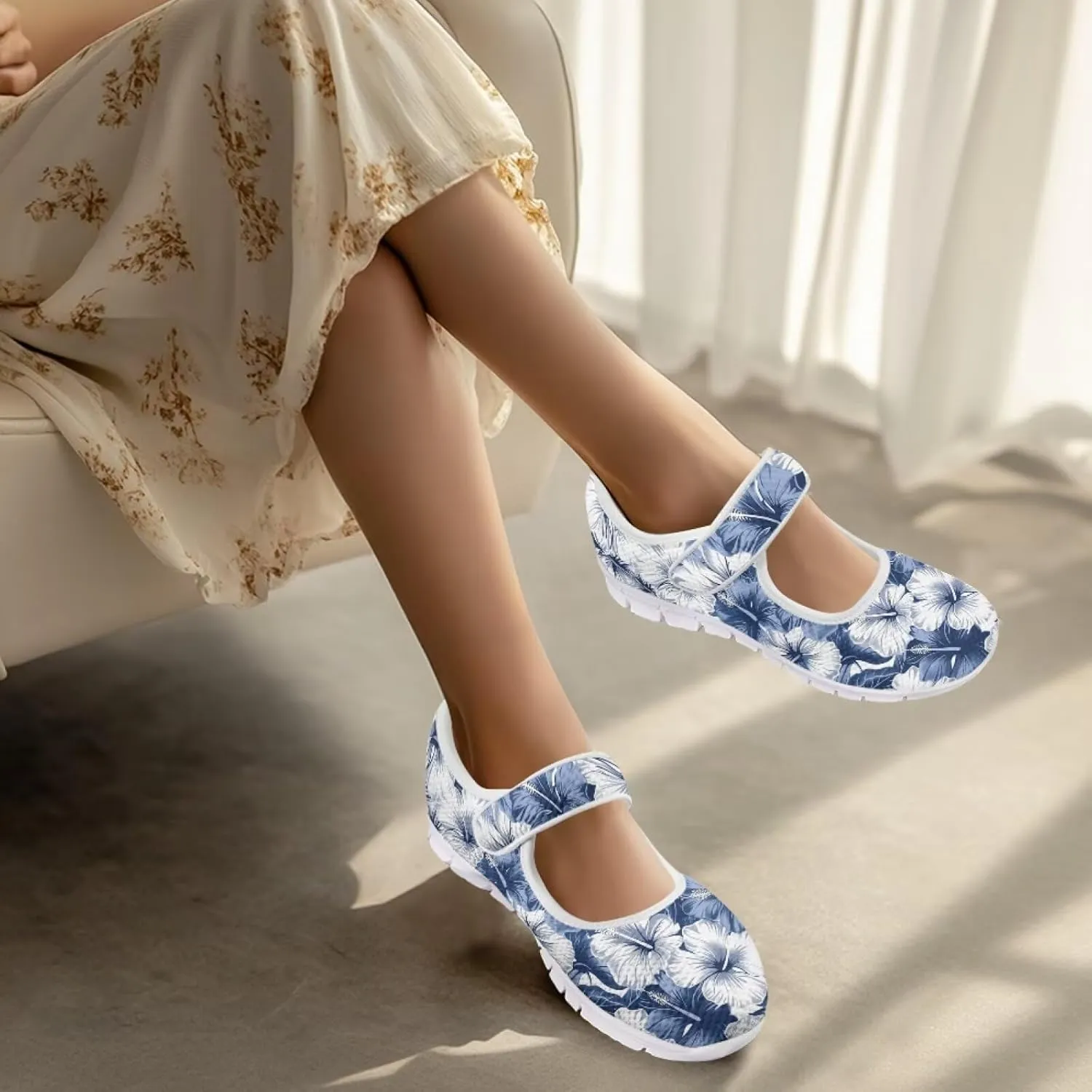 JoyLamoria Dragonfly Butterfly Walking Shoes Comfort Diabetic Shoes Wide Elderly Shoes Platform,US 4-9