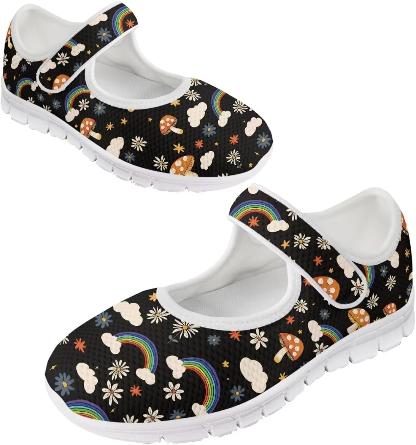 JoyLamoria Retro Sunflower Walking Shoes Non-Skid Breathable Flats Fashion Causal Dress Shoes for Flower Party Mary Jane Flats