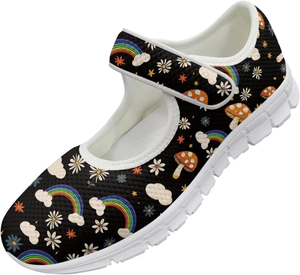 JoyLamoria Retro Sunflower Walking Shoes Non-Skid Breathable Flats Fashion Causal Dress Shoes for Flower Party Mary Jane Flats