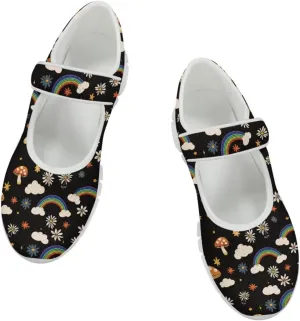 JoyLamoria Retro Sunflower Walking Shoes Non-Skid Breathable Flats Fashion Causal Dress Shoes for Flower Party Mary Jane Flats
