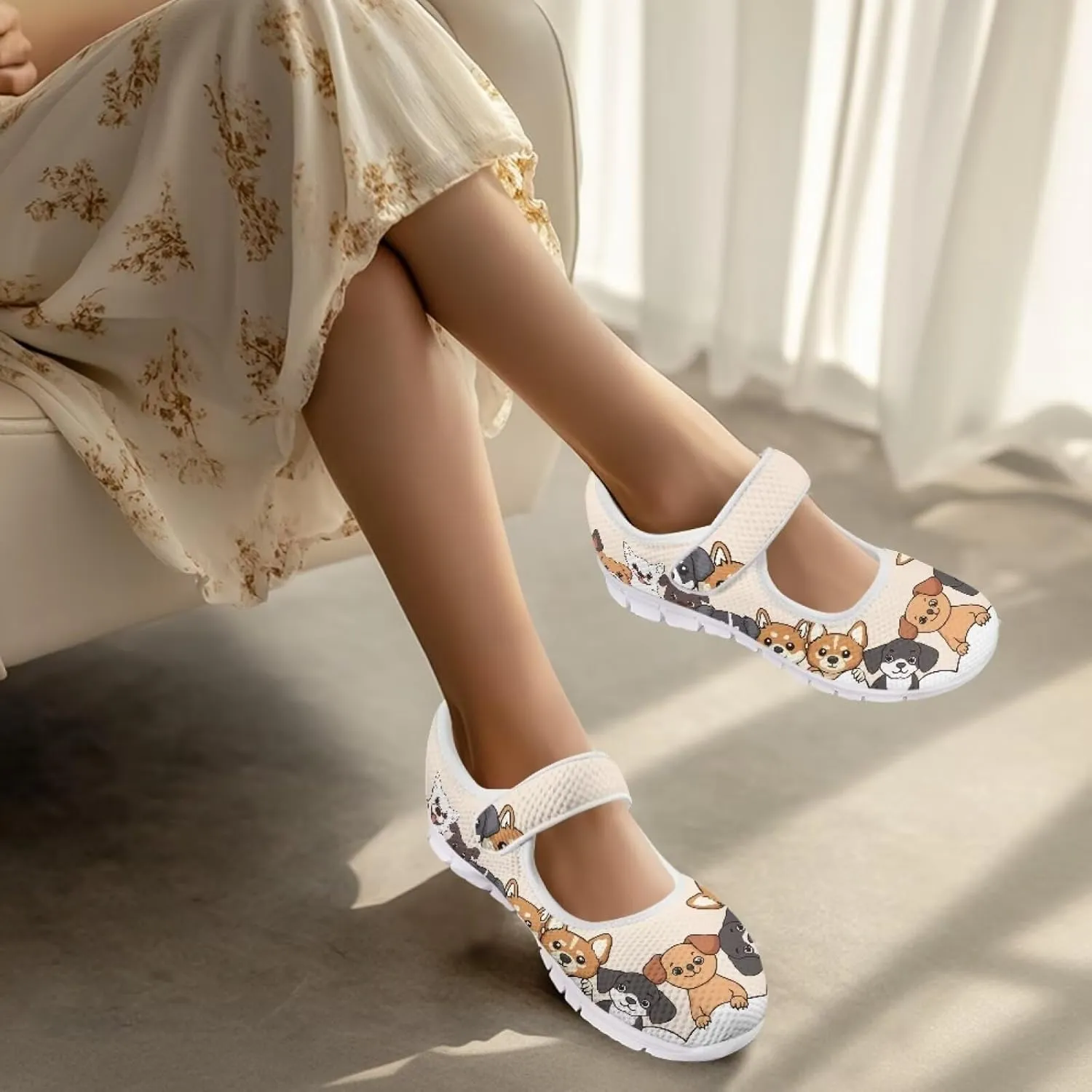 JoyLamoria Retro Sunflower Walking Shoes Non-Skid Breathable Flats Fashion Causal Dress Shoes for Flower Party Mary Jane Flats