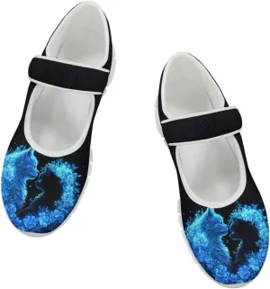JoyLamoria Skull Rose Flats for Women Mesh Sneakers Fashion Causal Walking Shoes Womens Mary Jane Sneakers Y2K Gothic Footwear