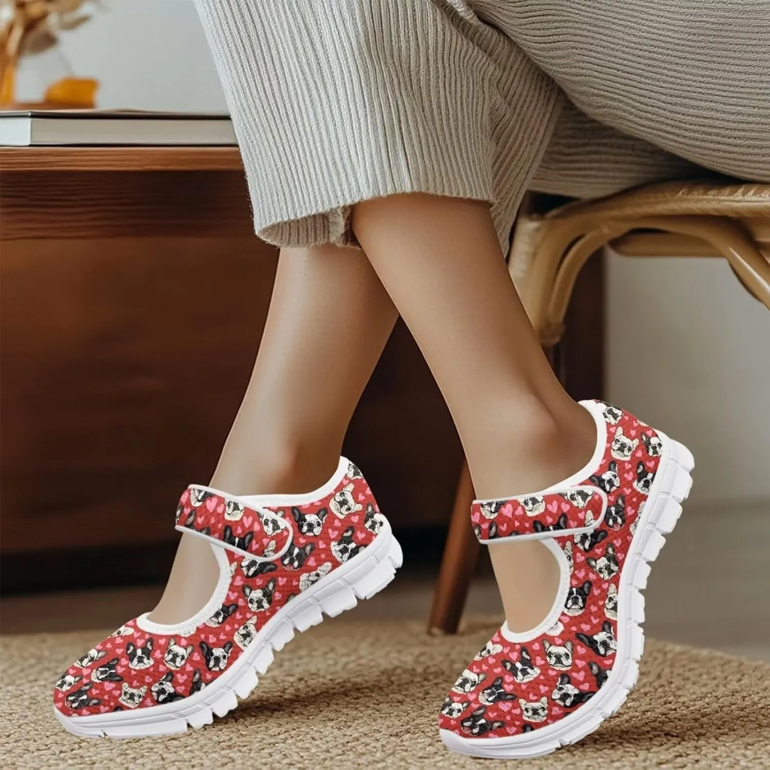 JoyLamoria Skull Rose Flats for Women Mesh Sneakers Fashion Causal Walking Shoes Womens Mary Jane Sneakers Y2K Gothic Footwear