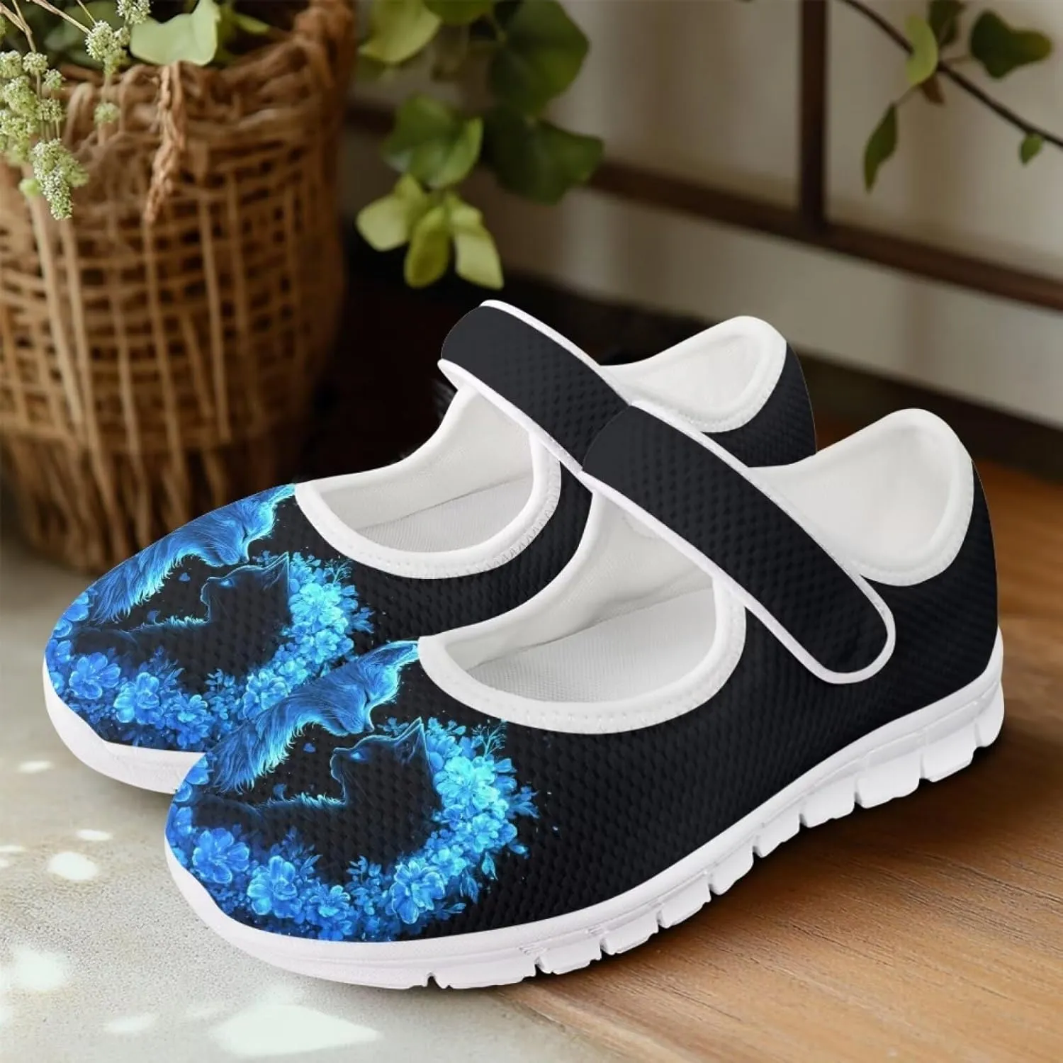 JoyLamoria Skull Rose Flats for Women Mesh Sneakers Fashion Causal Walking Shoes Womens Mary Jane Sneakers Y2K Gothic Footwear