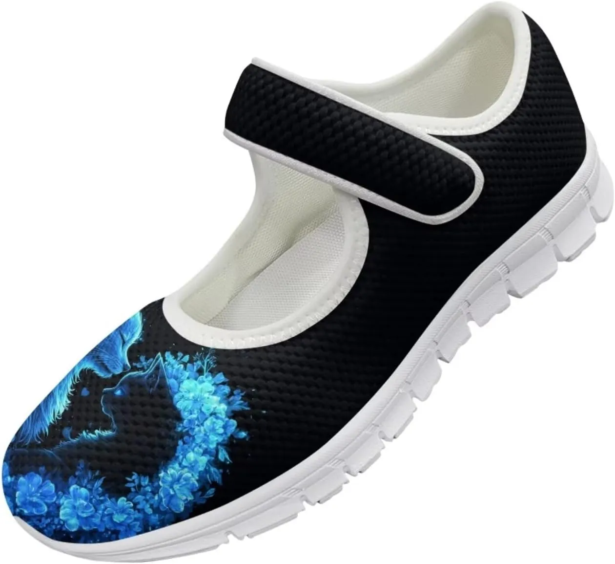 JoyLamoria Skull Rose Flats for Women Mesh Sneakers Fashion Causal Walking Shoes Womens Mary Jane Sneakers Y2K Gothic Footwear