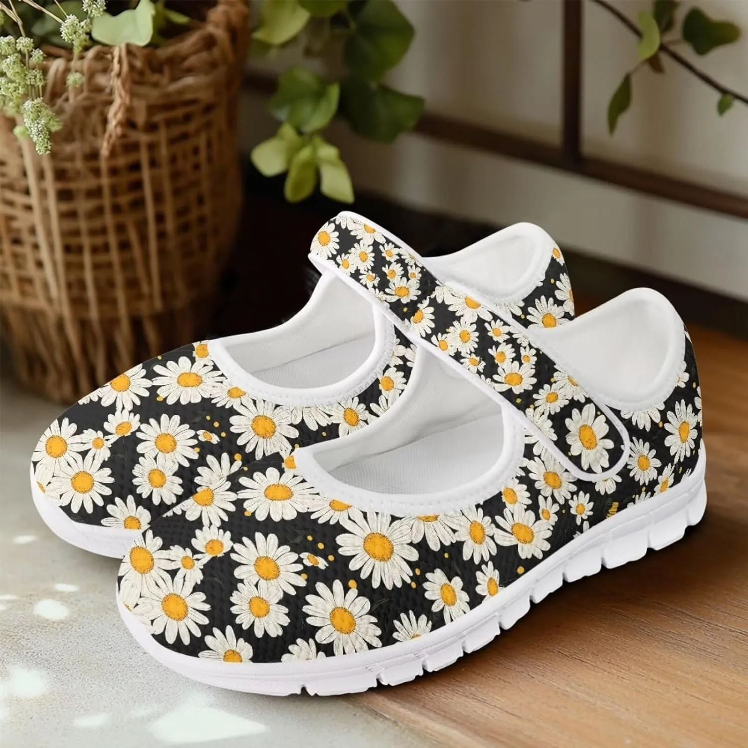 JoyLamoria Skull Rose Flats for Women Mesh Sneakers Fashion Causal Walking Shoes Womens Mary Jane Sneakers Y2K Gothic Footwear