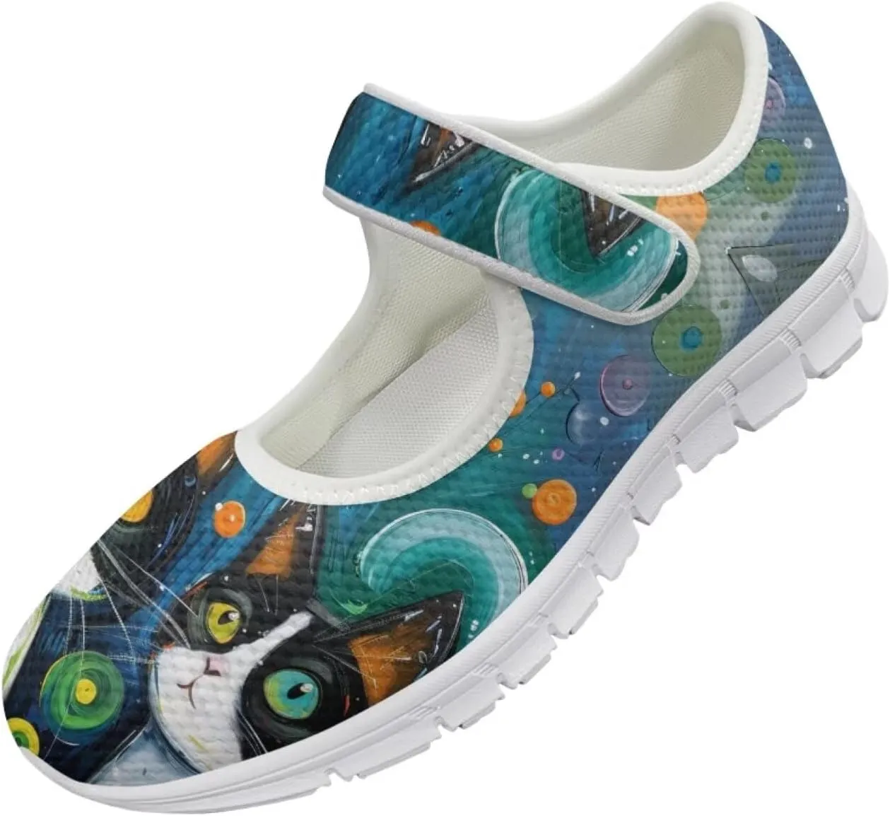 JoyLamoria Valentine's Day Walking Shoes Wide Diabetic Shoes Adjustable Barefoot Shoes Rainbow Love Print for Womens