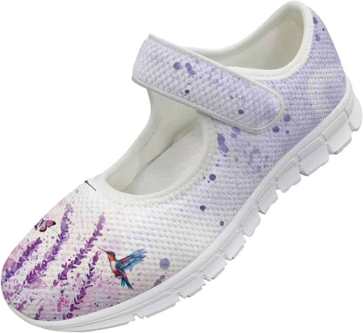 JoyLamoria Valentine's Day Walking Shoes Wide Diabetic Shoes Adjustable Barefoot Shoes Rainbow Love Print for Womens