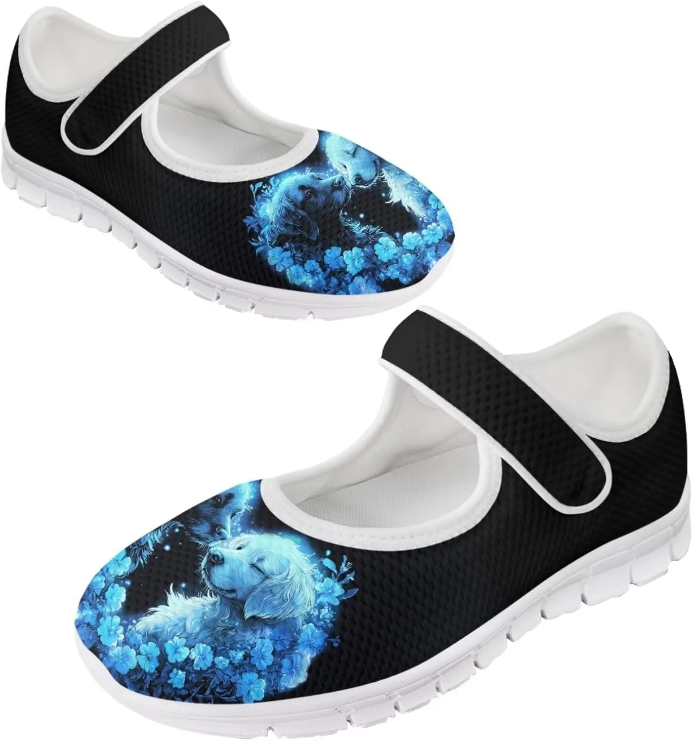 JoyLamoria Valentine's Day Walking Shoes Wide Diabetic Shoes Adjustable Barefoot Shoes Rainbow Love Print for Womens