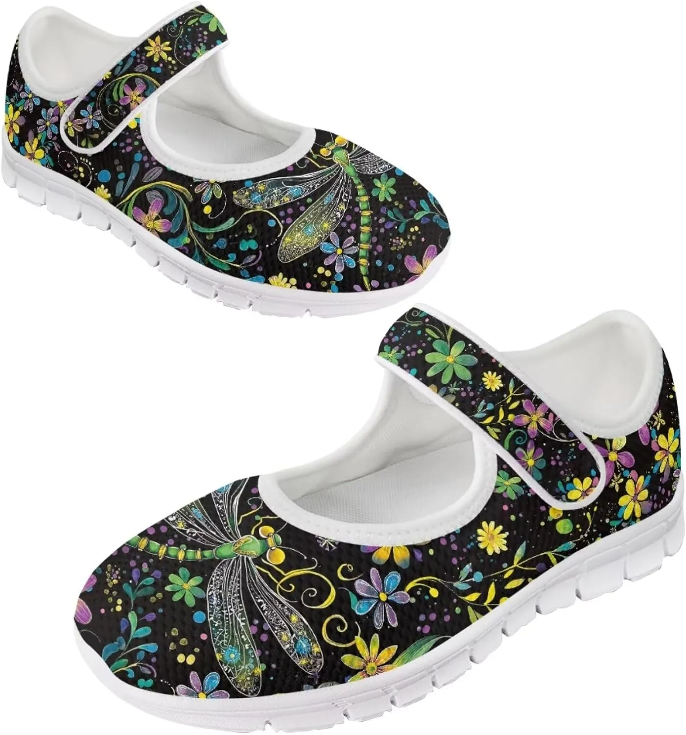 JoyLamoria Valentine's Day Walking Shoes Wide Diabetic Shoes Adjustable Barefoot Shoes Rainbow Love Print for Womens