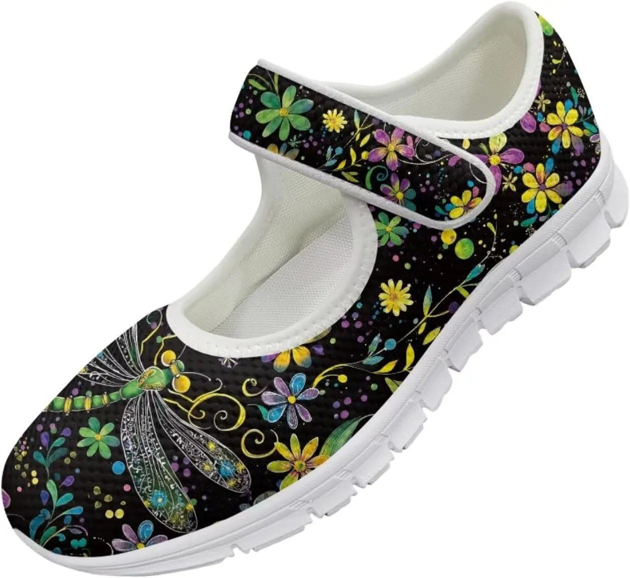 JoyLamoria Valentine's Day Walking Shoes Wide Diabetic Shoes Adjustable Barefoot Shoes Rainbow Love Print for Womens