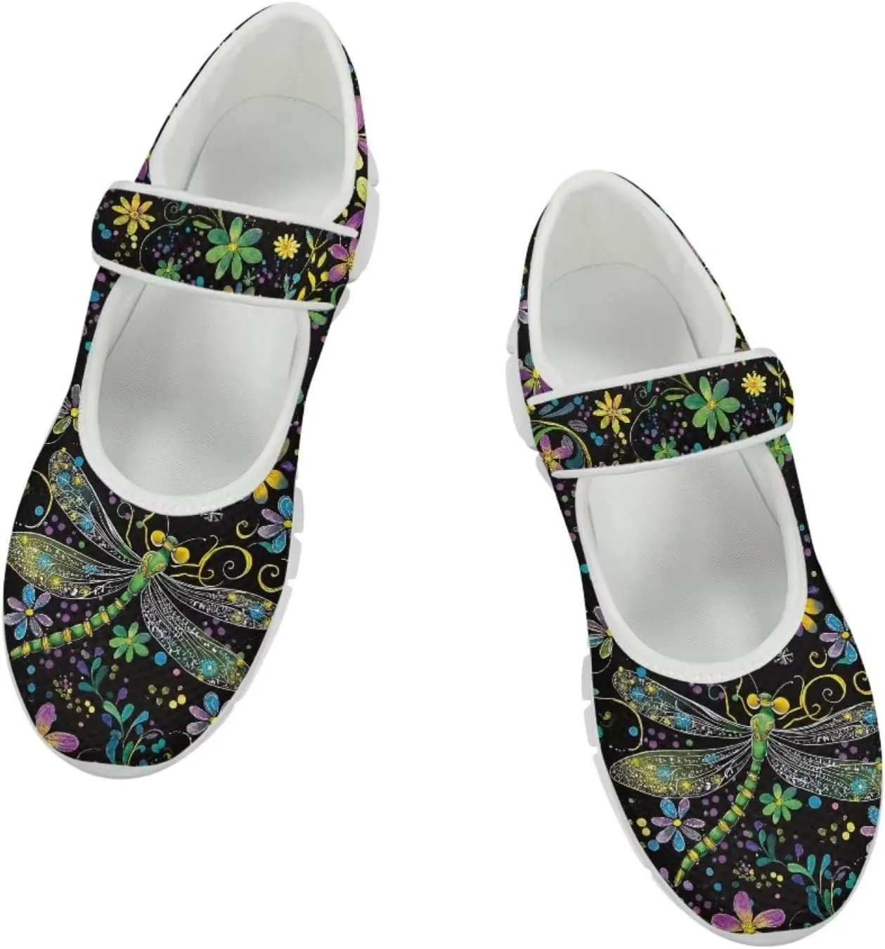 JoyLamoria Valentine's Day Walking Shoes Wide Diabetic Shoes Adjustable Barefoot Shoes Rainbow Love Print for Womens
