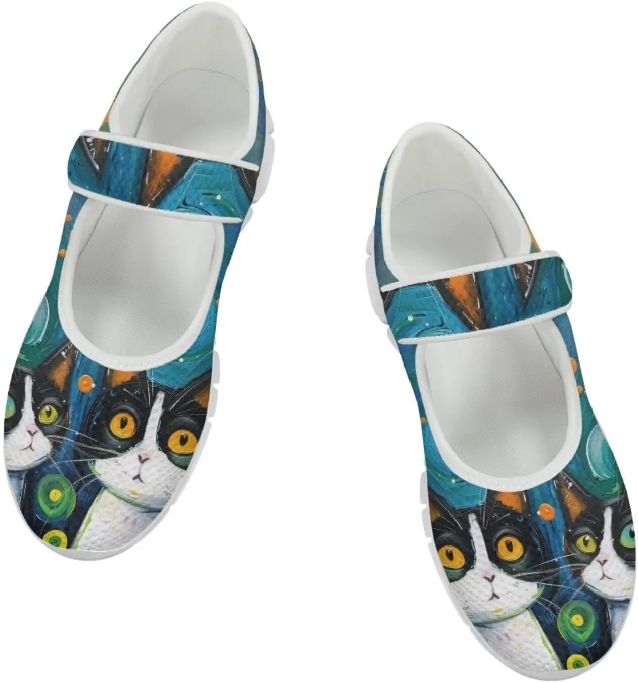 JoyLamoria Valentine's Day Walking Shoes Wide Diabetic Shoes Adjustable Barefoot Shoes Rainbow Love Print for Womens