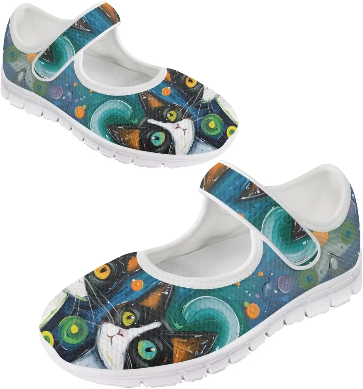 JoyLamoria Valentine's Day Walking Shoes Wide Diabetic Shoes Adjustable Barefoot Shoes Rainbow Love Print for Womens