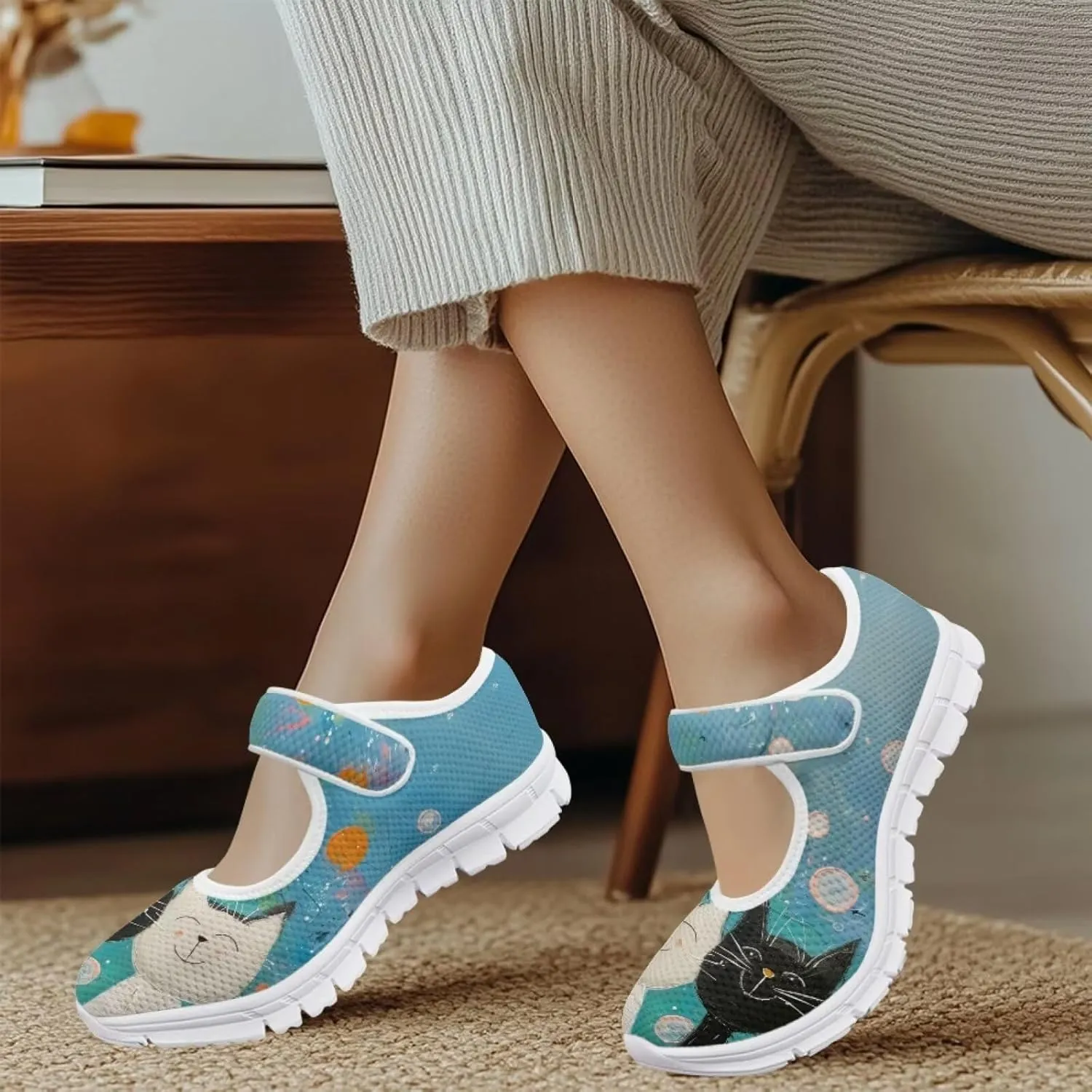 JoyLamoria Valentine's Day Walking Shoes Wide Diabetic Shoes Adjustable Barefoot Shoes Rainbow Love Print for Womens